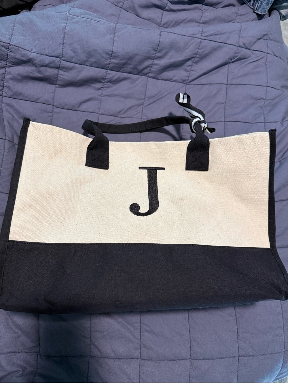 Monogram Canvas Tote Bag with Black 'J'